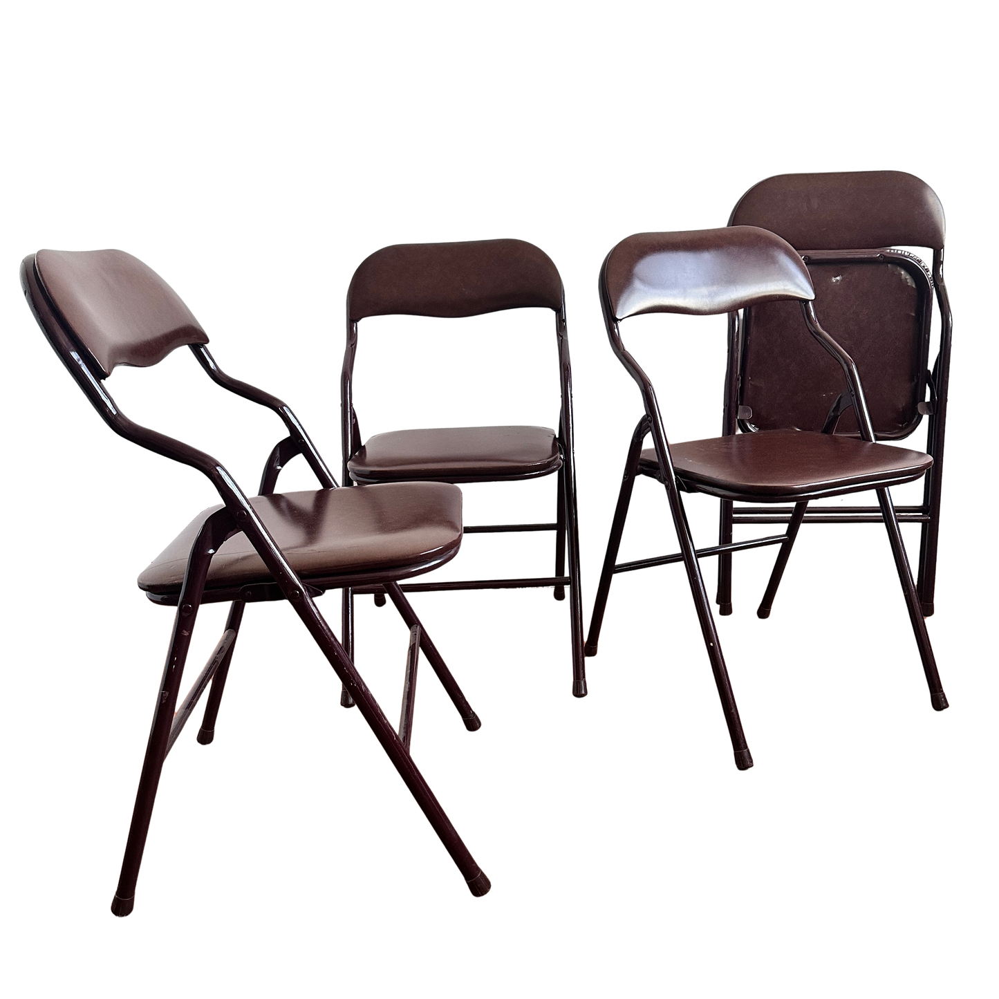 FC037 BROWN SQUIGGLE ARM FOLDING CHAIRS