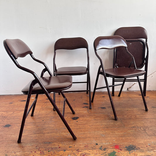 FC037 BROWN SQUIGGLE ARM FOLDING CHAIRS