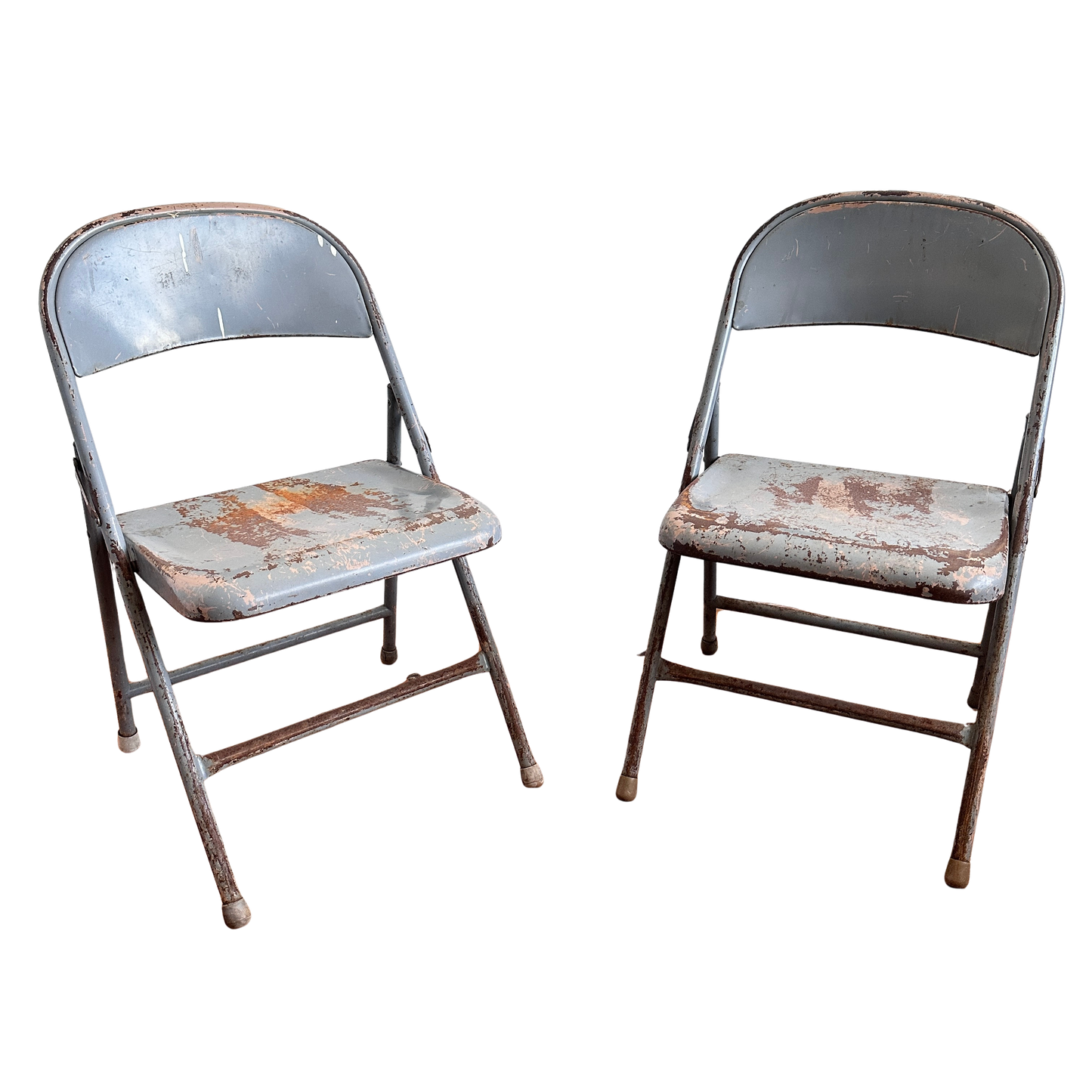 FC038 HEAVILY DISTRESSED BLUE RUSTY FOLDING CHAIRS
