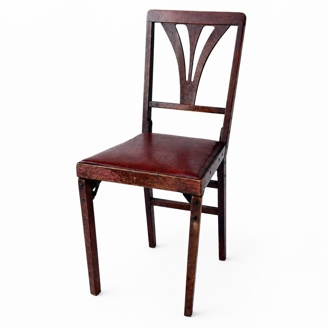 FC052 RED TEXTURE VINYL SEAT & WOOD FOLDING CHAIR