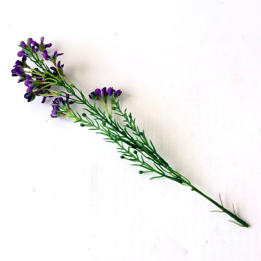 FF0025 SILK MINI ROYAL PURPLE WAX FLOWER SPRAY