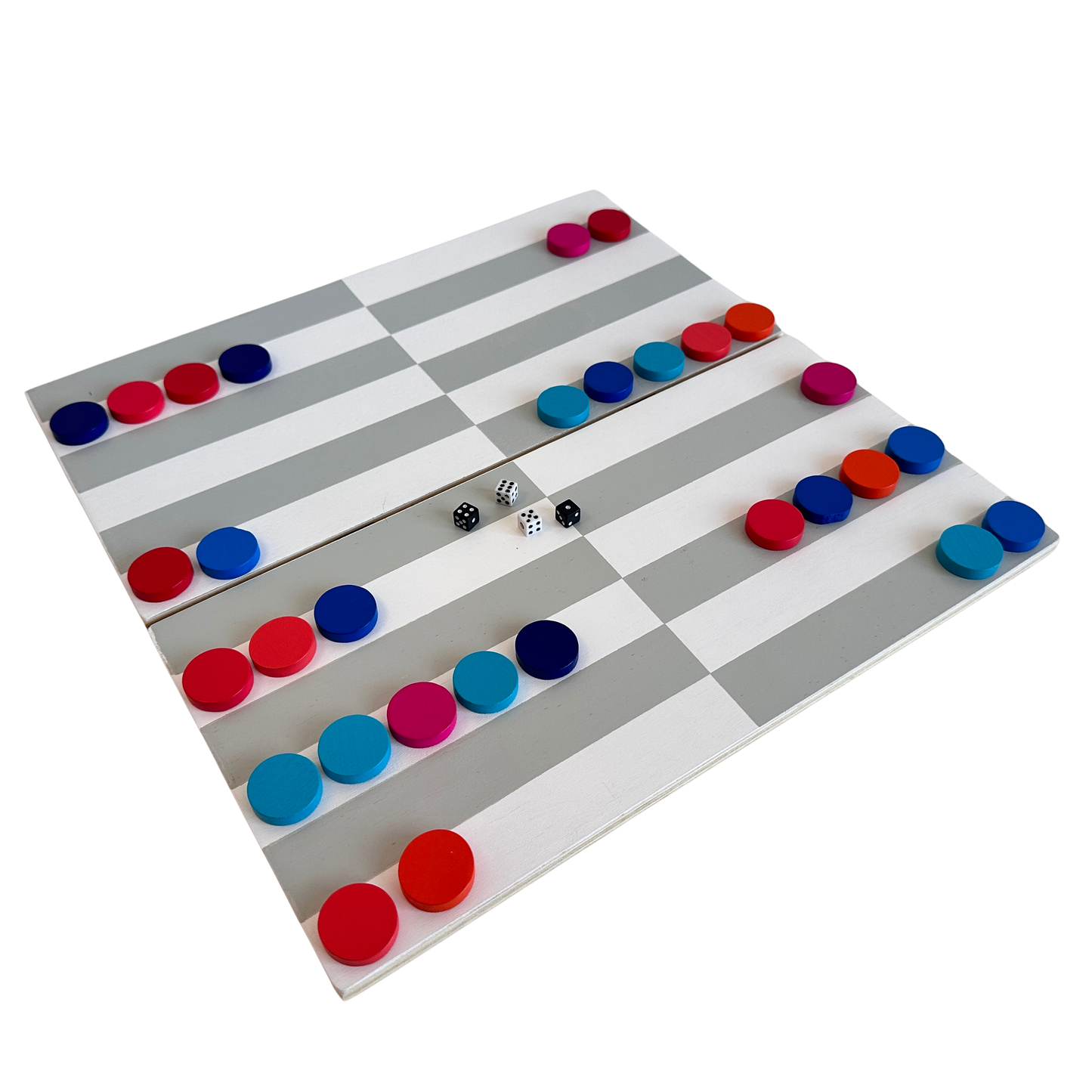 GT017 GREY & WHITE BACKGAMMON SET