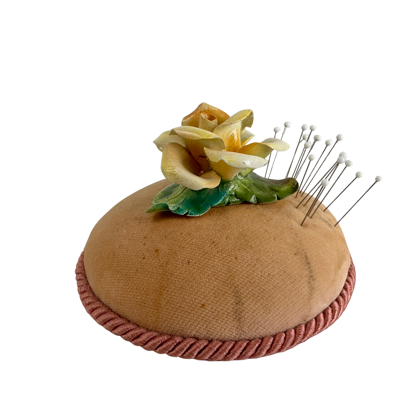 HC005 YELLOW FLOWER PEACH PIN CUSHION