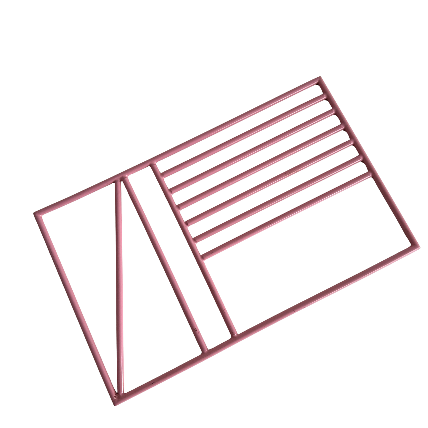 KT010 PINK ENAMEL COATED METAL TRIVET