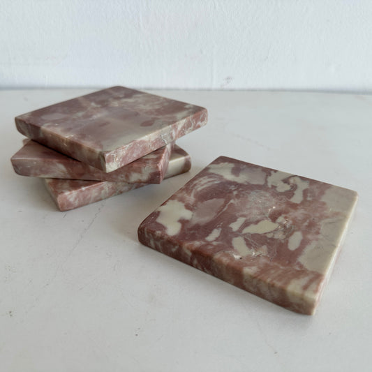 KT014 SET OF FOUR PINK MARBLE COASTERS
