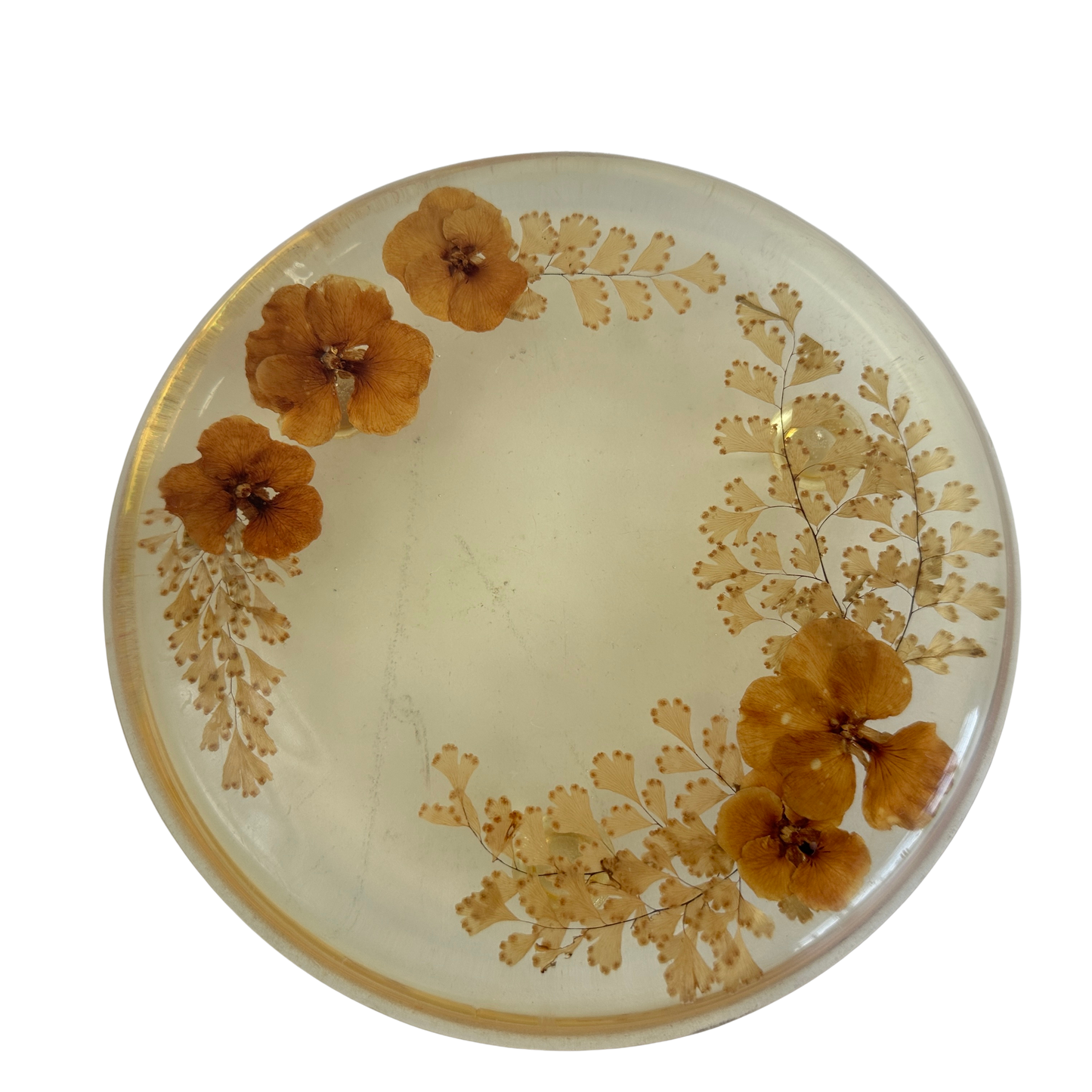 KT016 AMBER FLORAL RESIN TRIVET