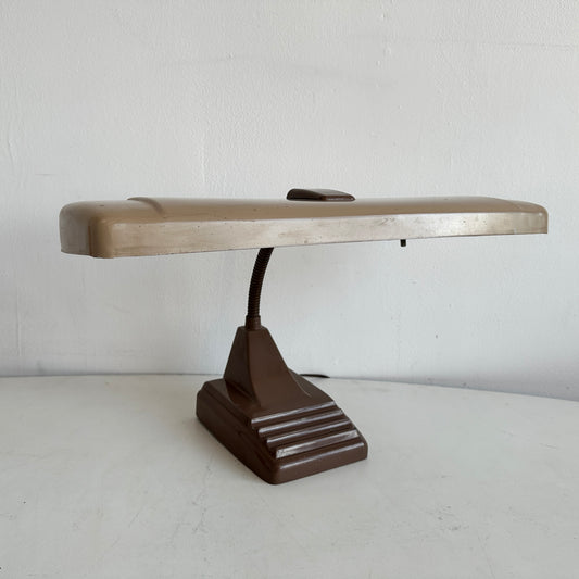 LI006 TWO TONE BROWN ART DECO INDUSTRIAL DESK LAMP