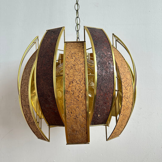LI029 BRUTALIST CORK & GLASS PENDANT LAMP
