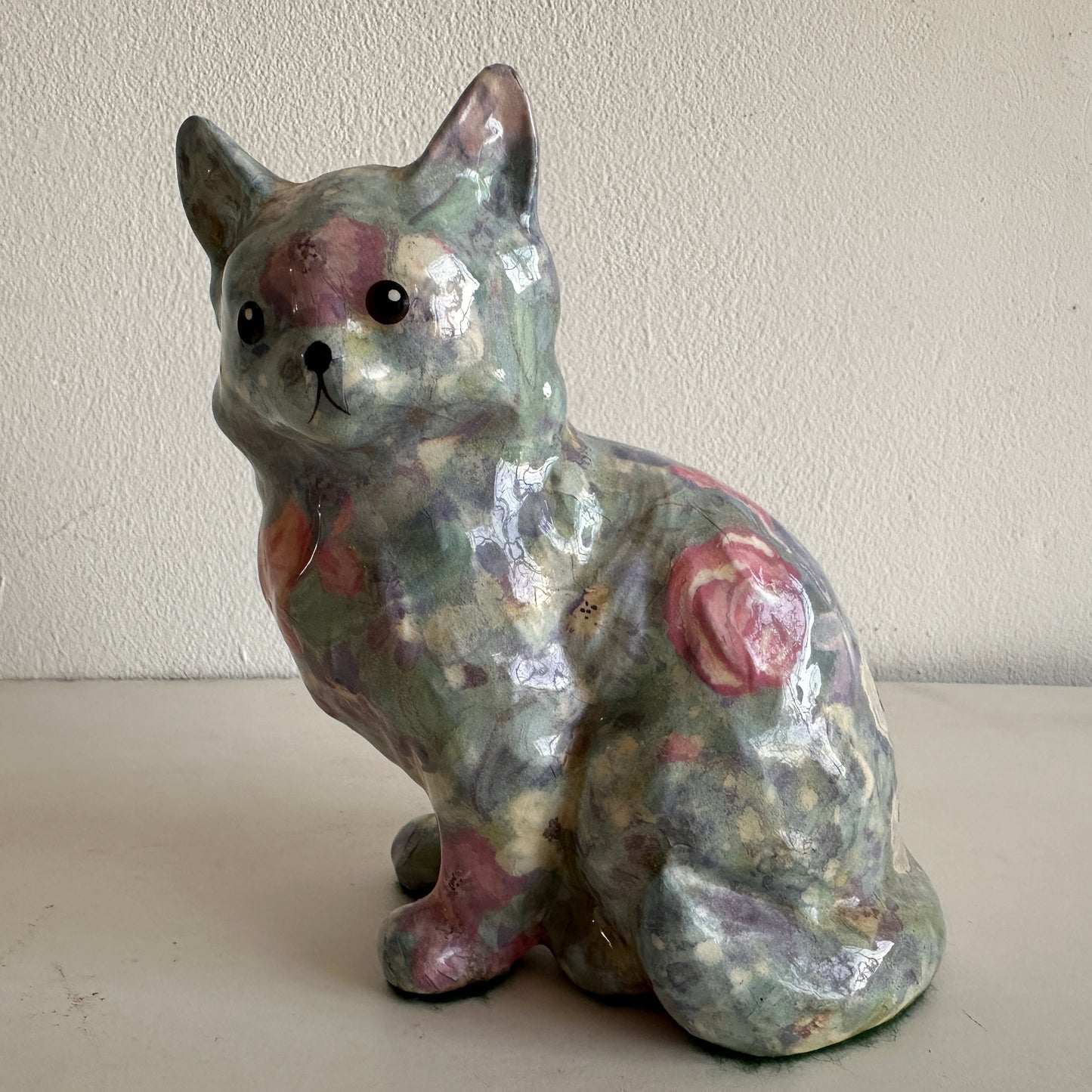 OB013 CERAMIC FLORAL KITTEN