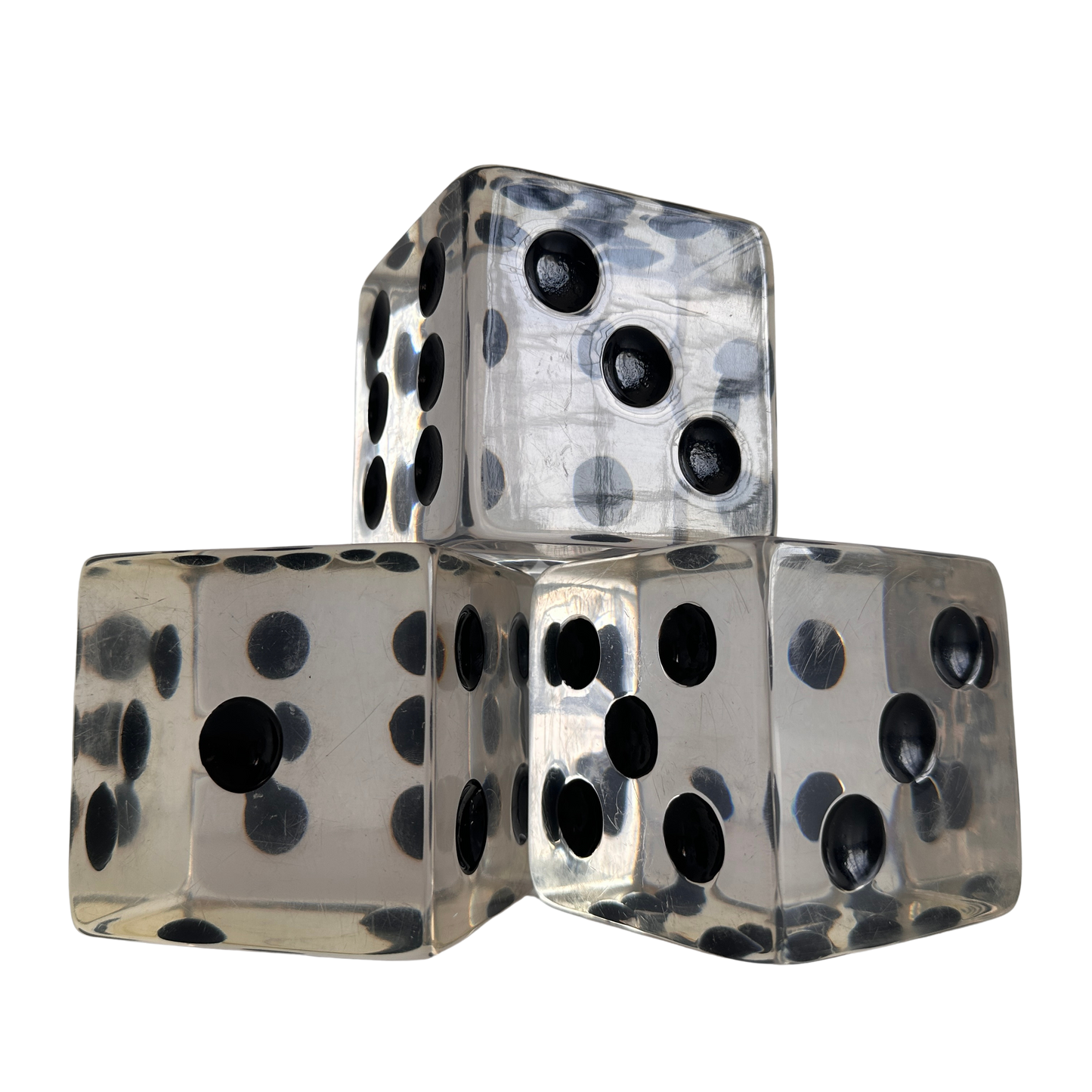 OB026 TRIO OF OVERSIZE LUCITE ACRYLIC DICE