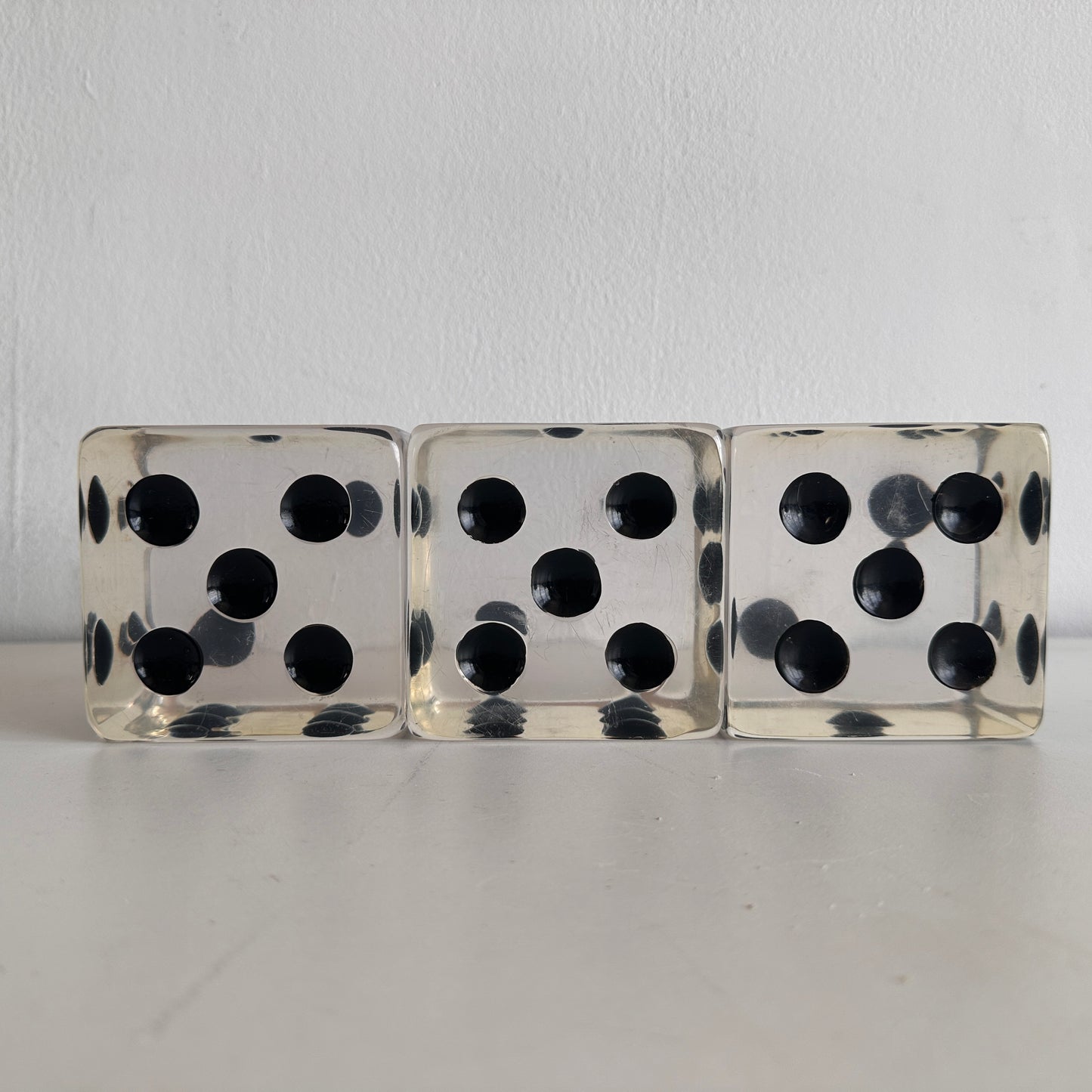 OB026 TRIO OF OVERSIZE LUCITE ACRYLIC DICE
