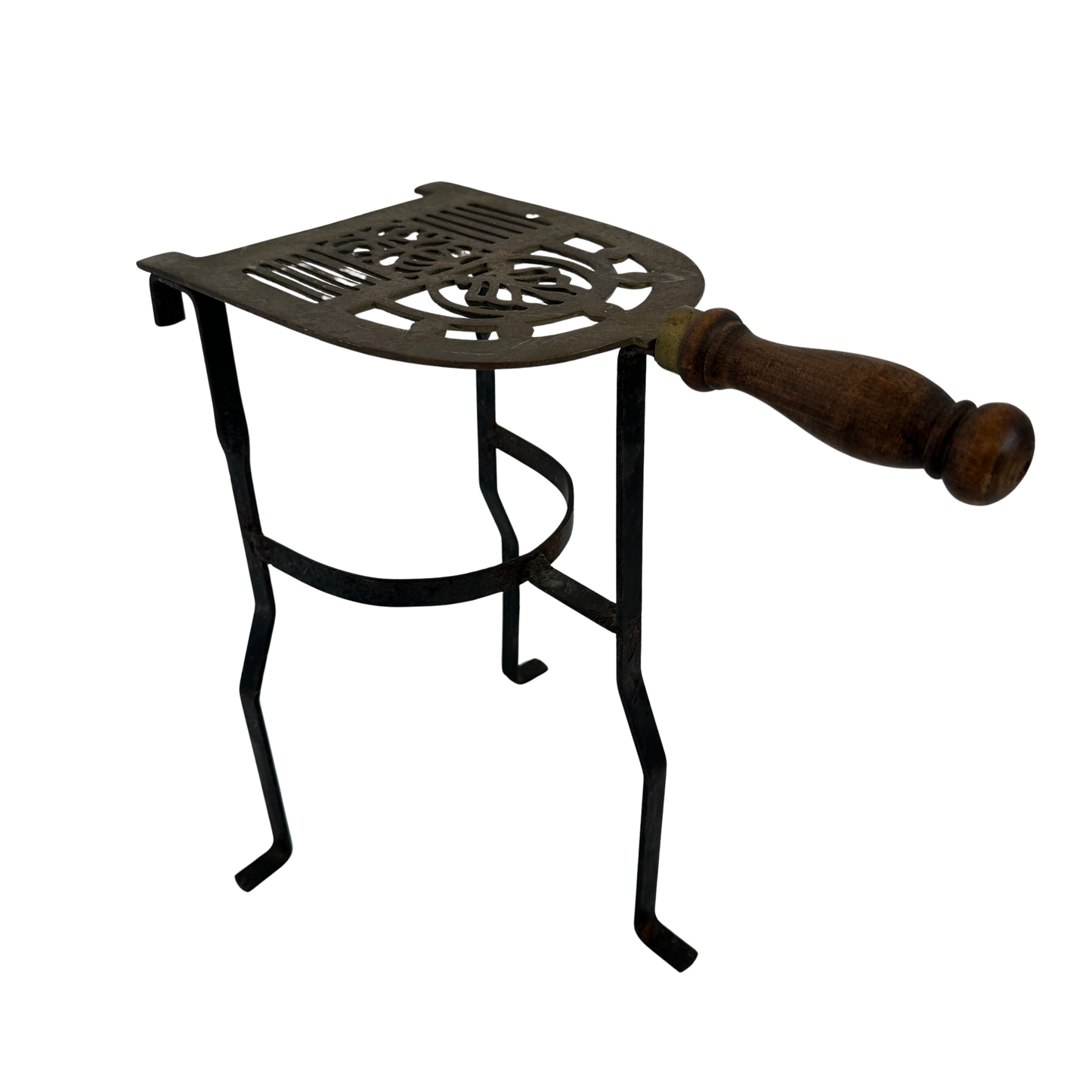 OB044 ANTIQUE FIREPLACE TRIVET WITH HANDLE