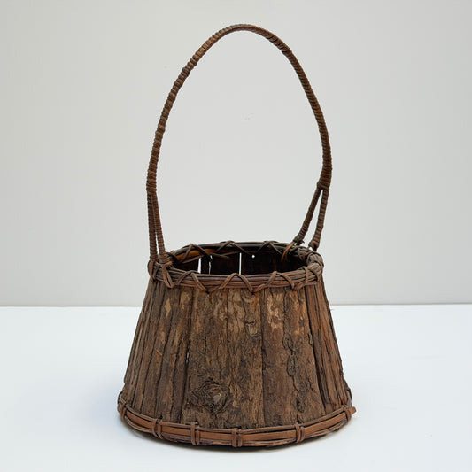 OB094 PRIMITIVE WOVEN BARK BASKET