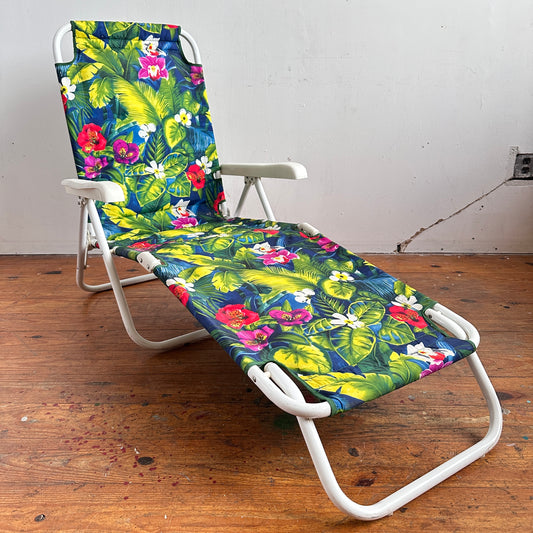 OD004 ORCHID PRINT FOLDING OUTDOOR BEACH LOUNGER