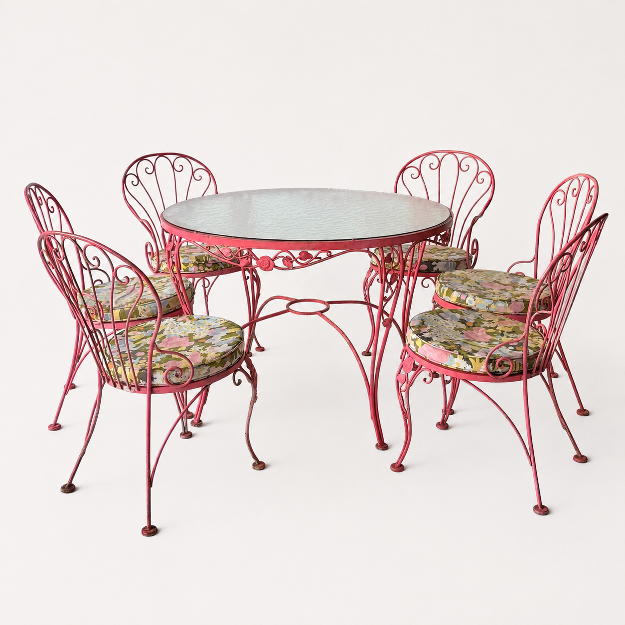 OD014 PINK IRON PATIO SET