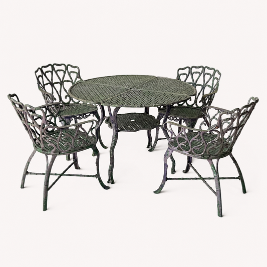 OD017 CAST ALUMINAM FAUX BAMBOO PATIO SET