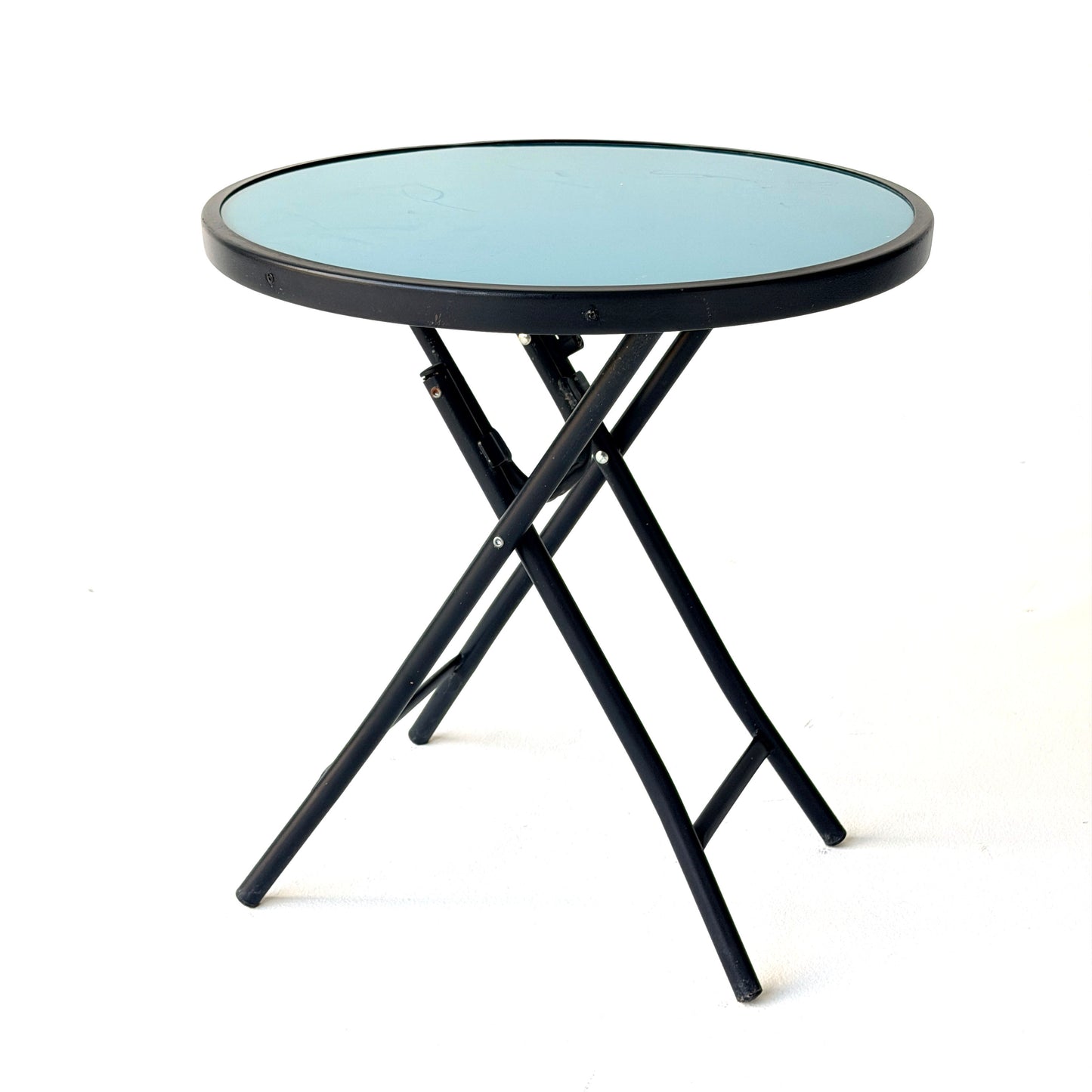 OD022 TURQUOISE GLASS FOLDING SIDE TABLE