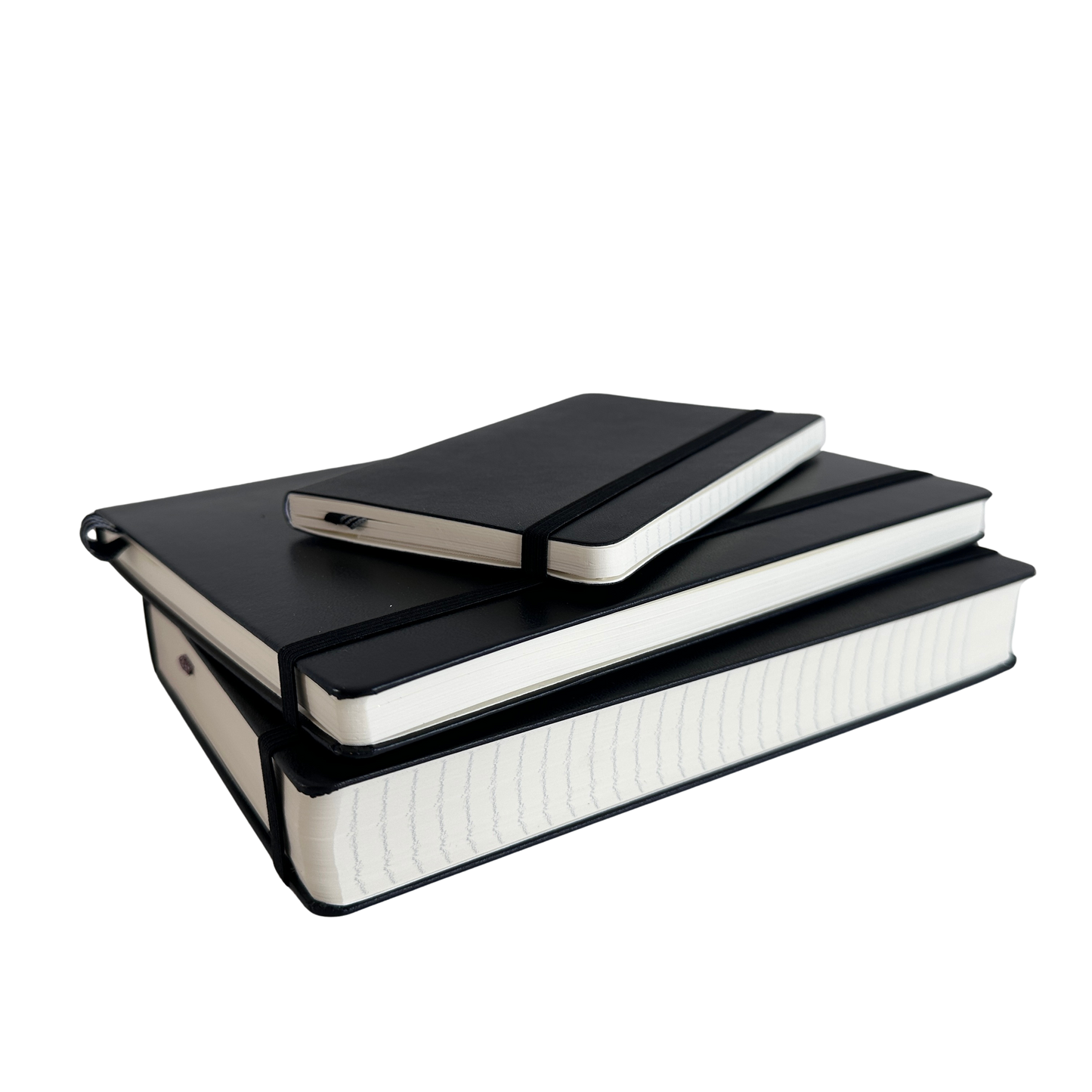 OF009 STACK OF 3 BLACK BOUND NOTEBOOKS