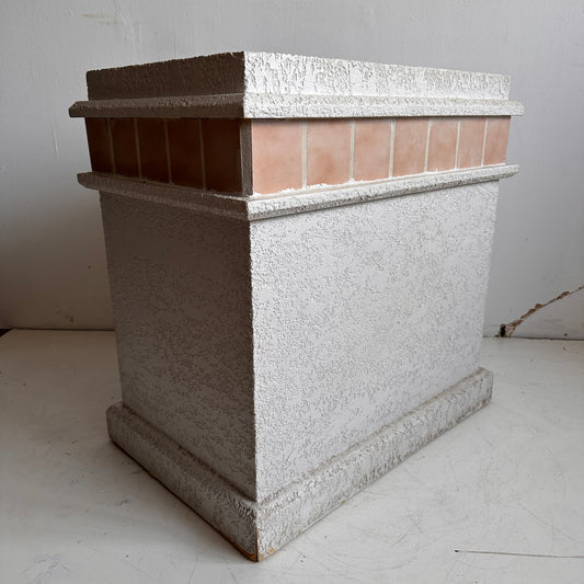 PD012 LARGE WHITE STUCCO WITH PINK TILE PEDESTAL
