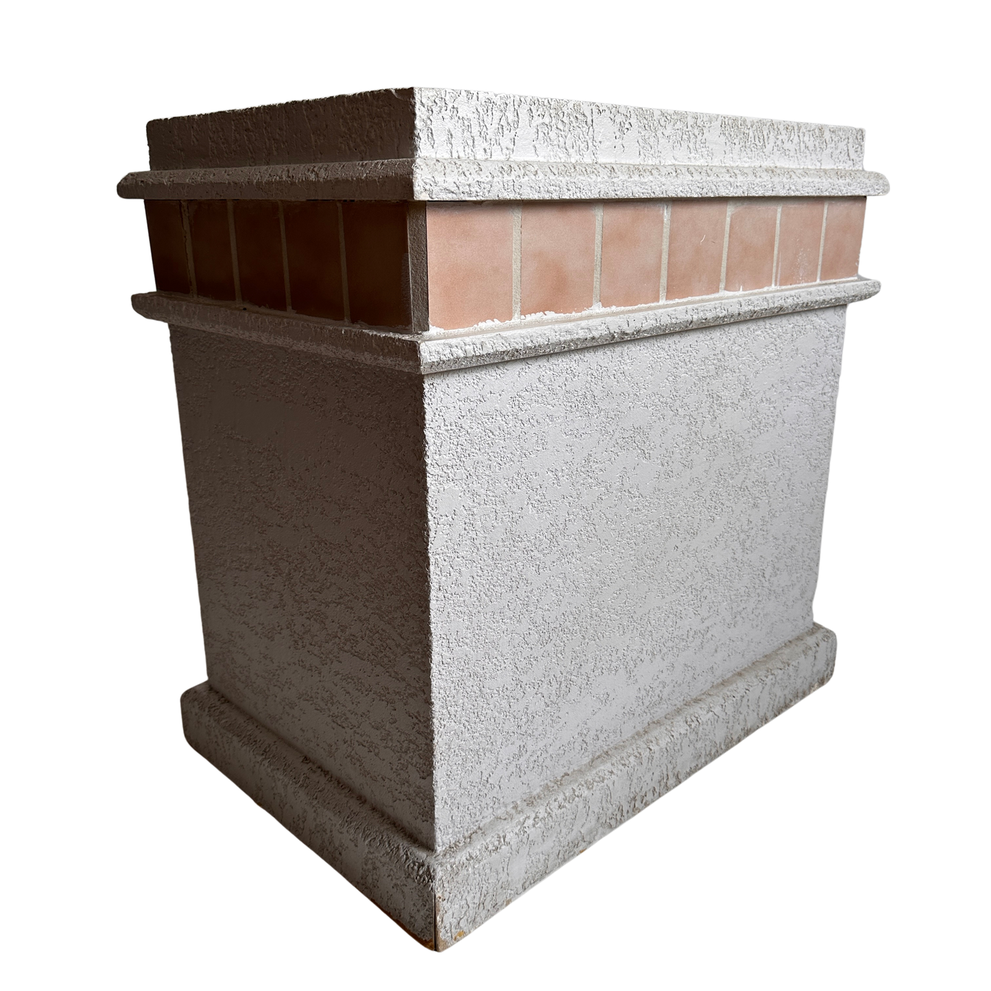 PD012 LARGE WHITE STUCCO WITH PINK TILE PEDESTAL