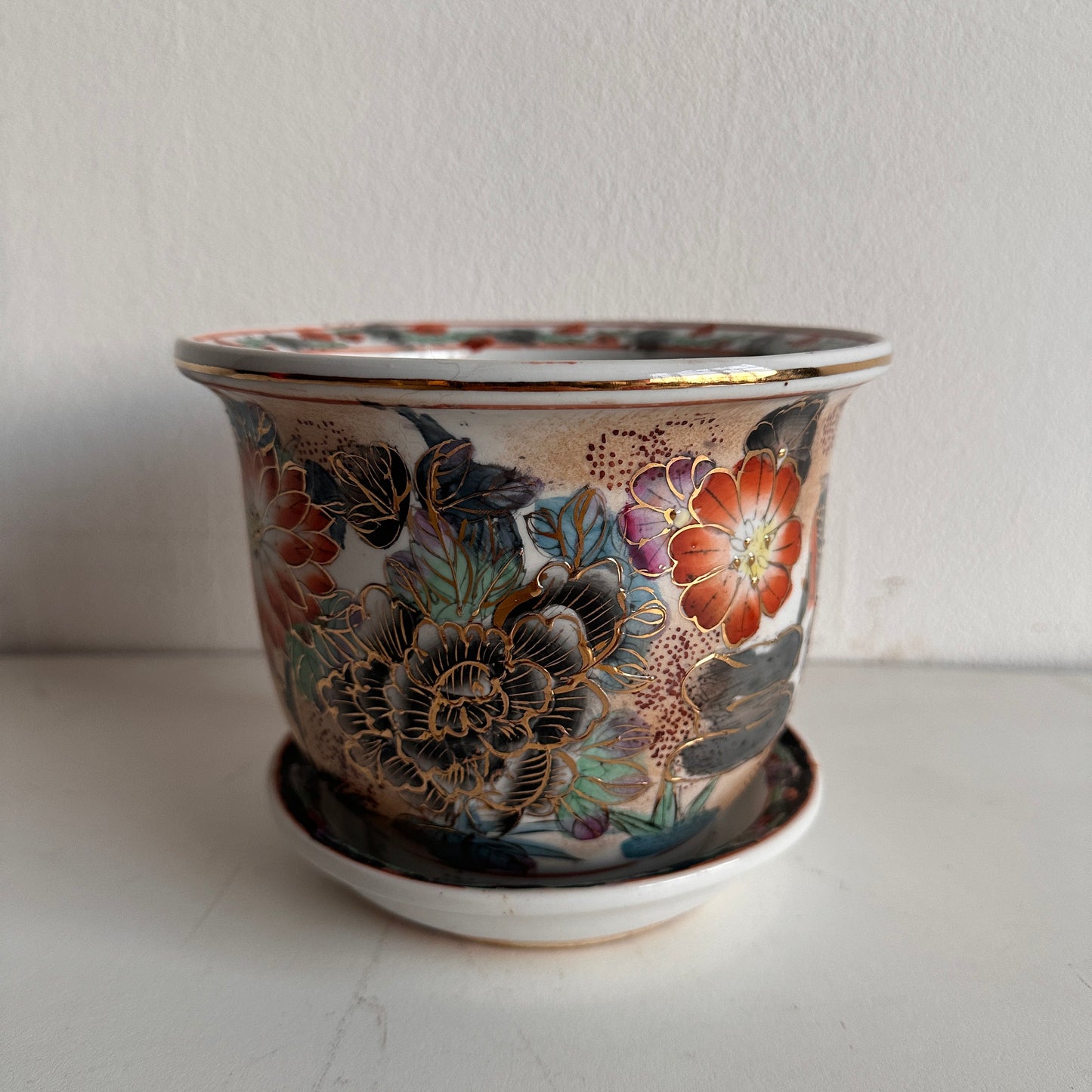 PL011 FLORAL CHINESE PLANTER WITH DISH