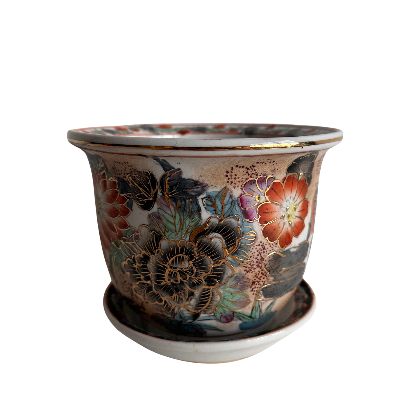 PL011 FLORAL CHINESE PLANTER WITH DISH