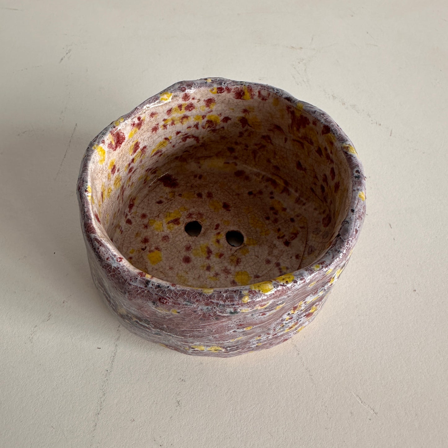 PL007 PURPLE & PINK SPECKELED CERAMIC PLANTER