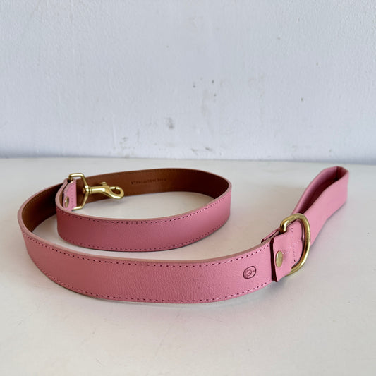 PT001 PINK & TAN LEATHER DOG LEASH