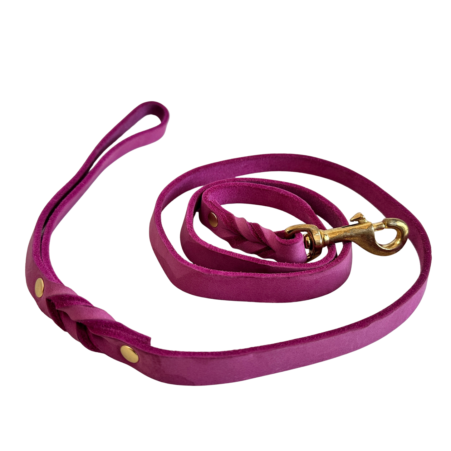 PT002 FUSCHIA LEATHER DOG LEASH