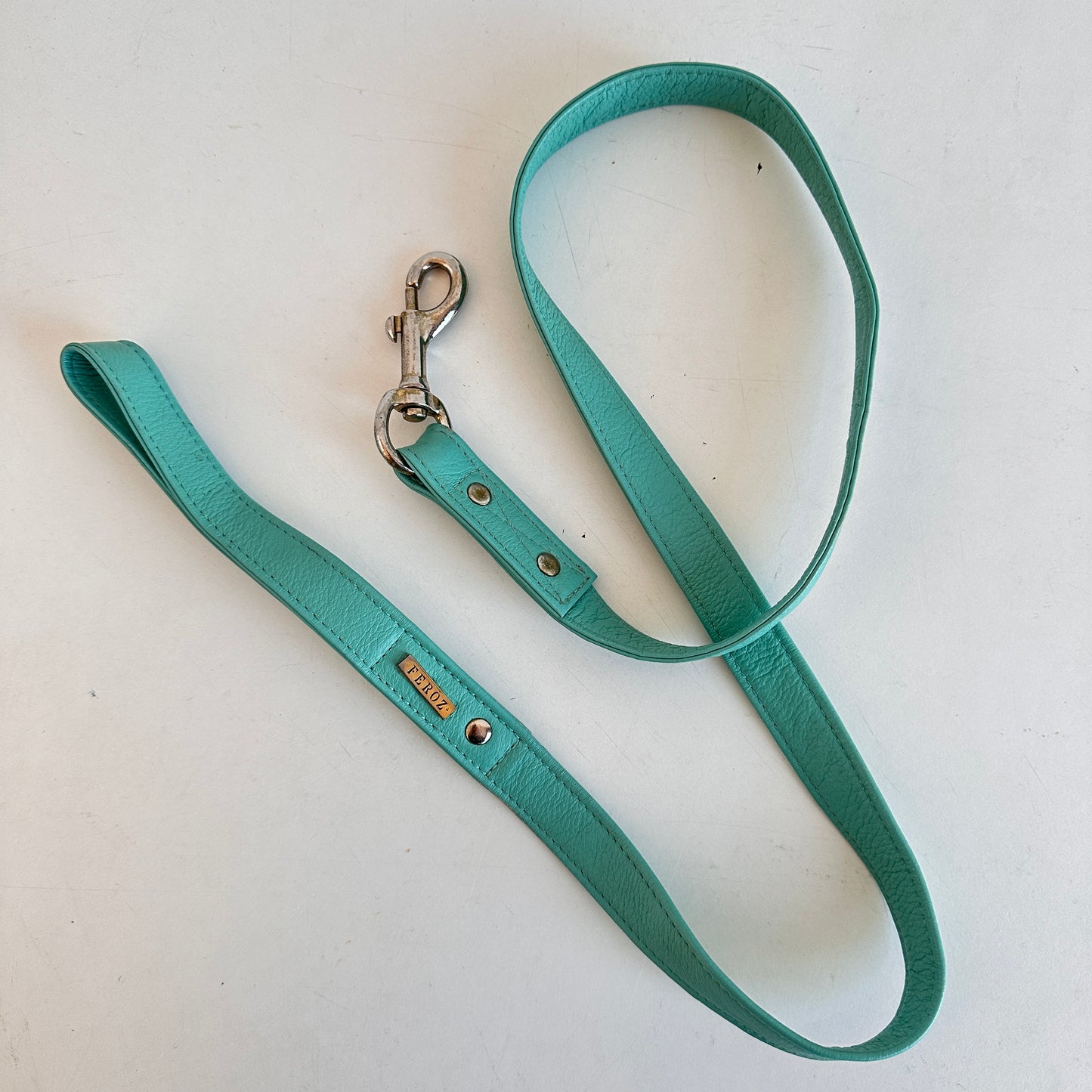 PT005 SEAFOAM LEATHER DOG LEASH