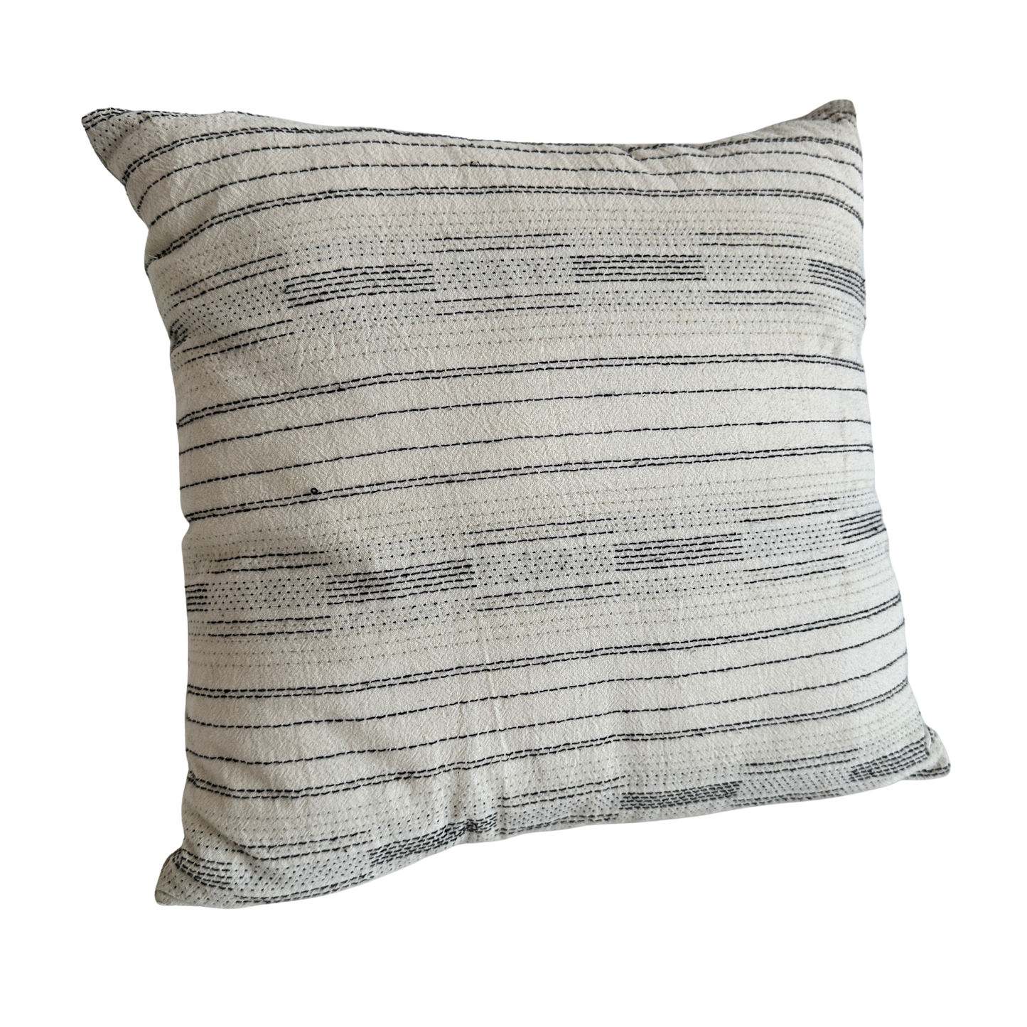 PW009 WHITE WITH NAVY LINE STITCHING PATTERN PILLOW