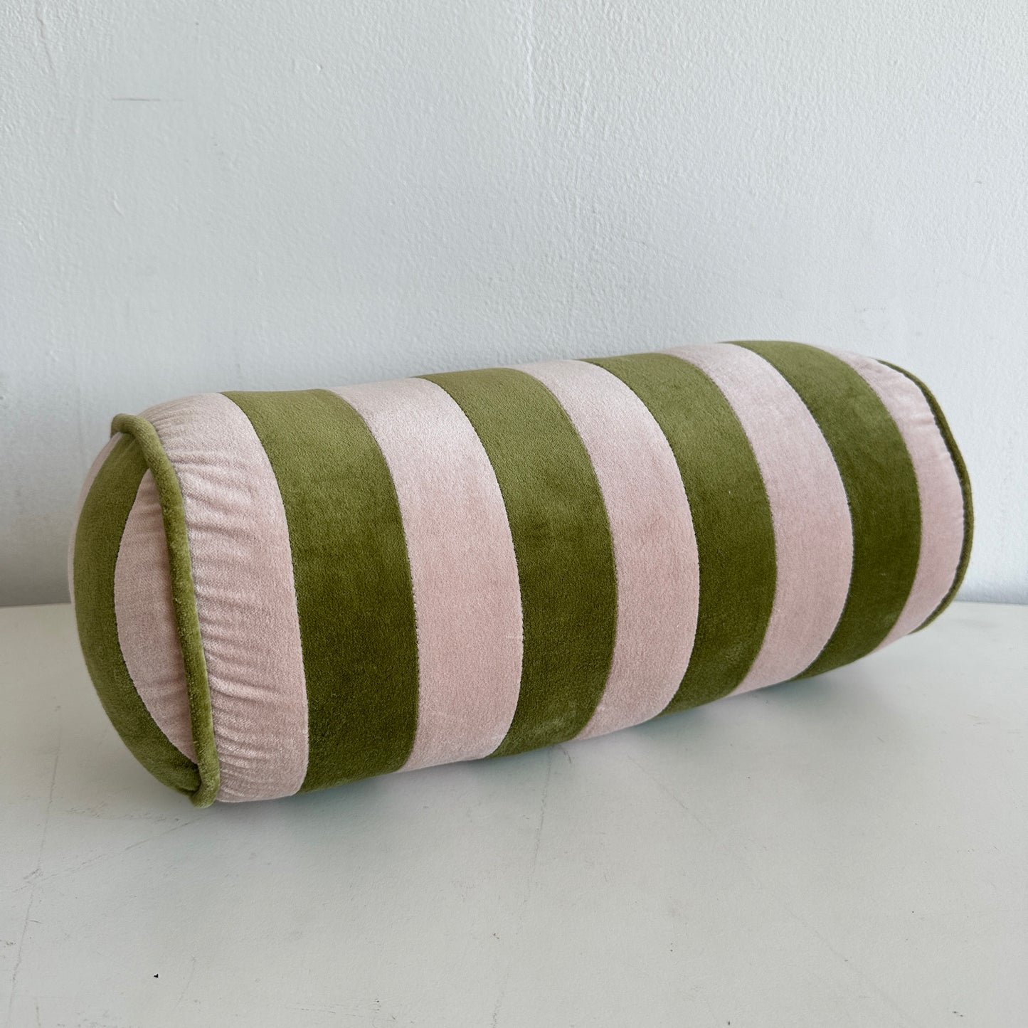 PW010 C&K PINK AND GREEN STRIPED BOLT PILLOW