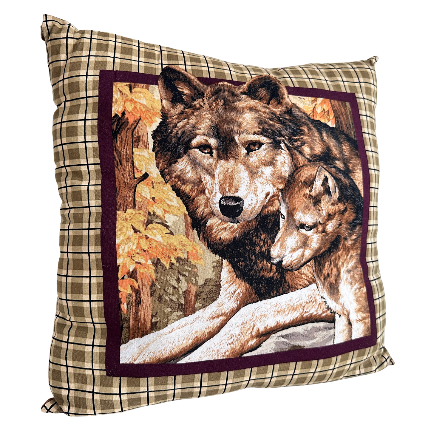 PW028 PLAID WOLF PILLOW