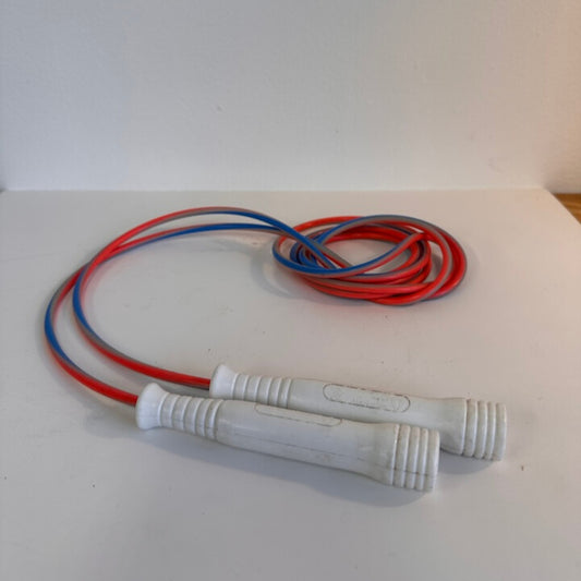 SP001 NEON PINK, BLUE AND WHITE JUMP ROPE WITH WHITE HANDLES