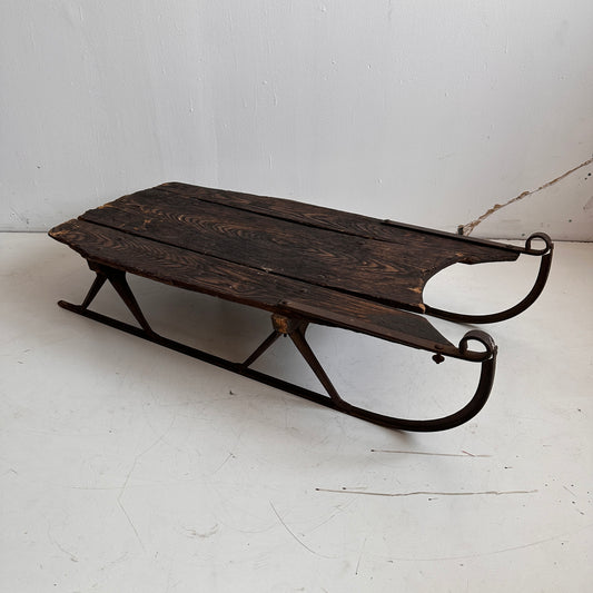 SP002 ANTIQUE DARK WOOD AND IRON SLED