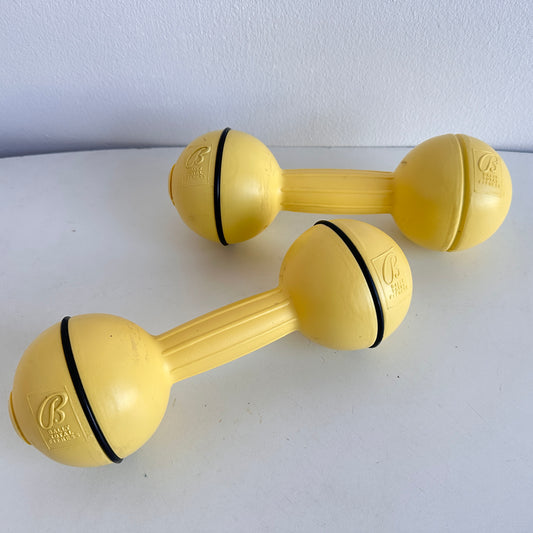 SP031 PAIR OF BALLY TOTAL FITNESS 5LB YELLOW DUMBBELLS