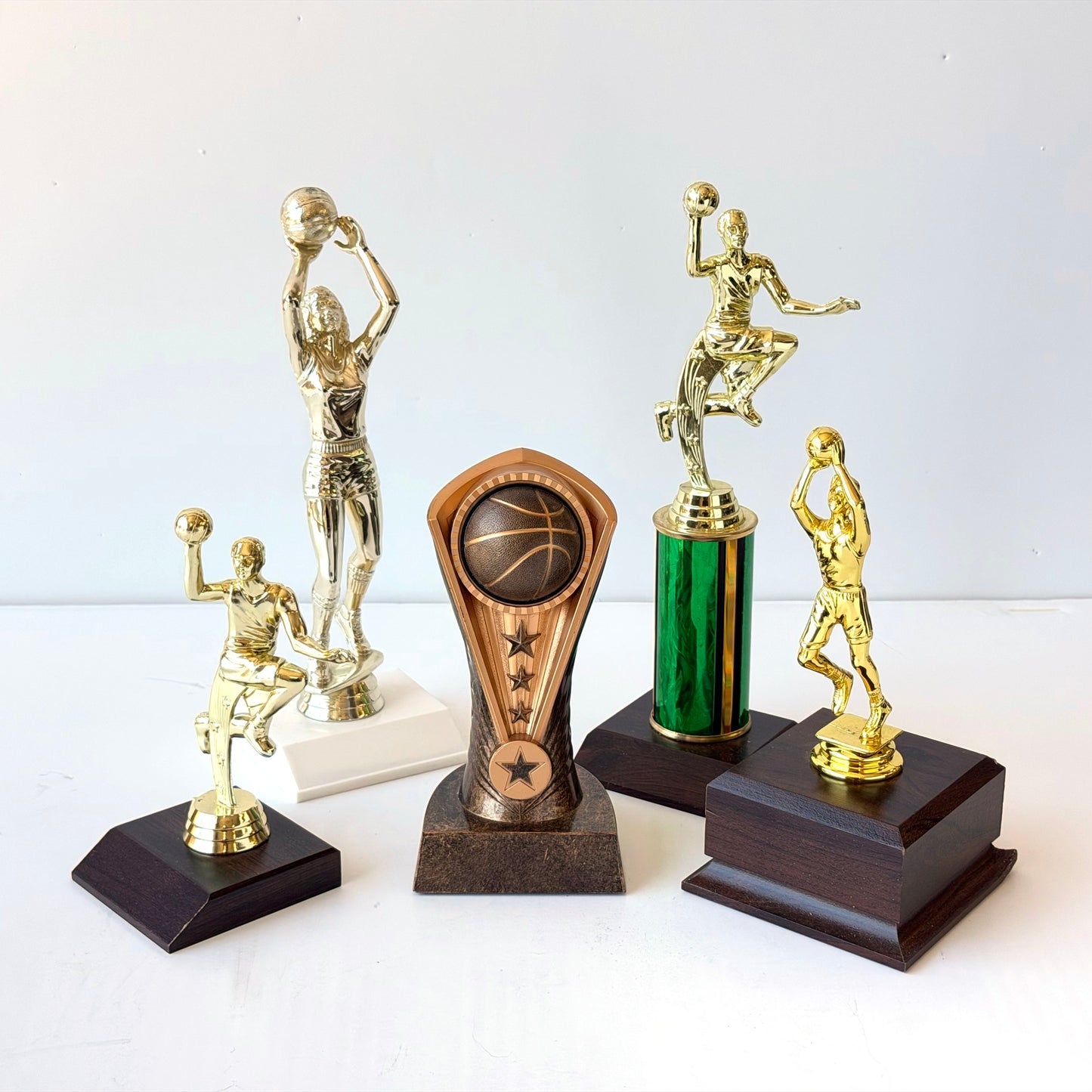 SP040 SET OF 5 BASKETBALL TROPHIES