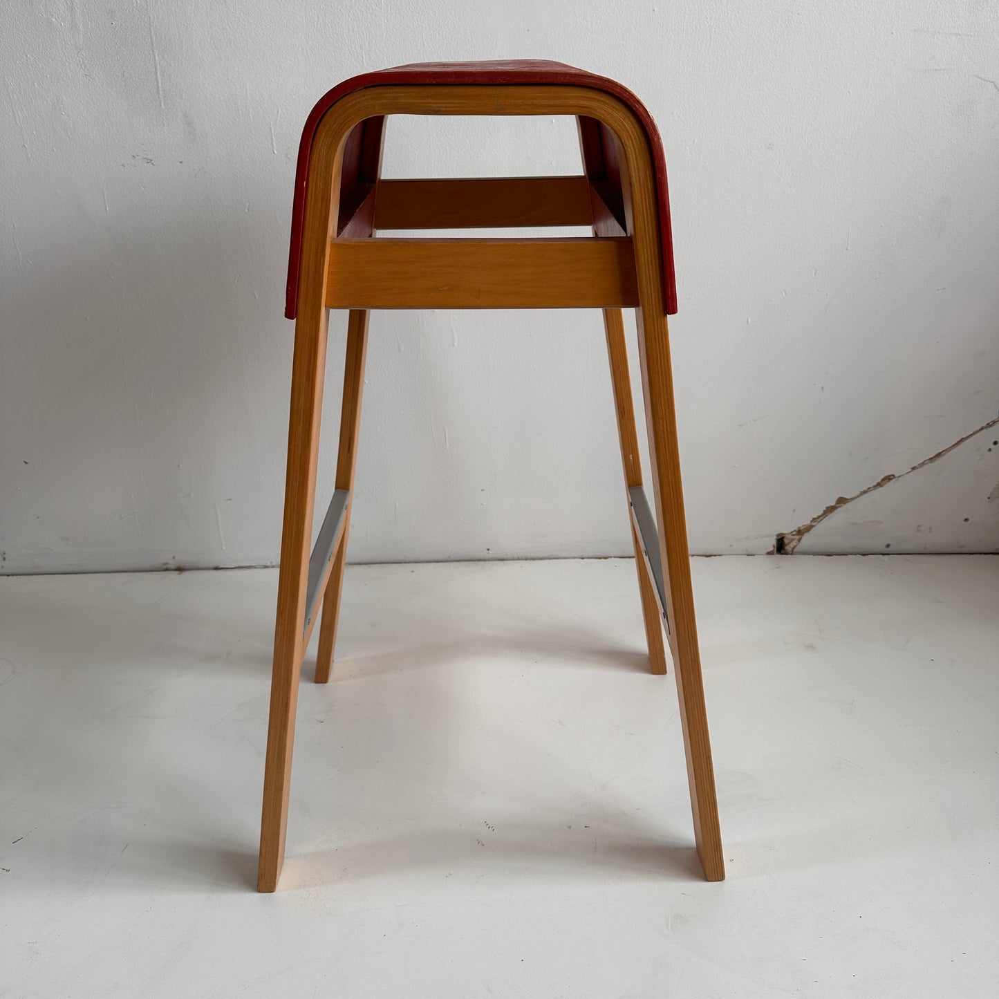 ST008 VINTAGE IKEA RED SADDLE STOOL