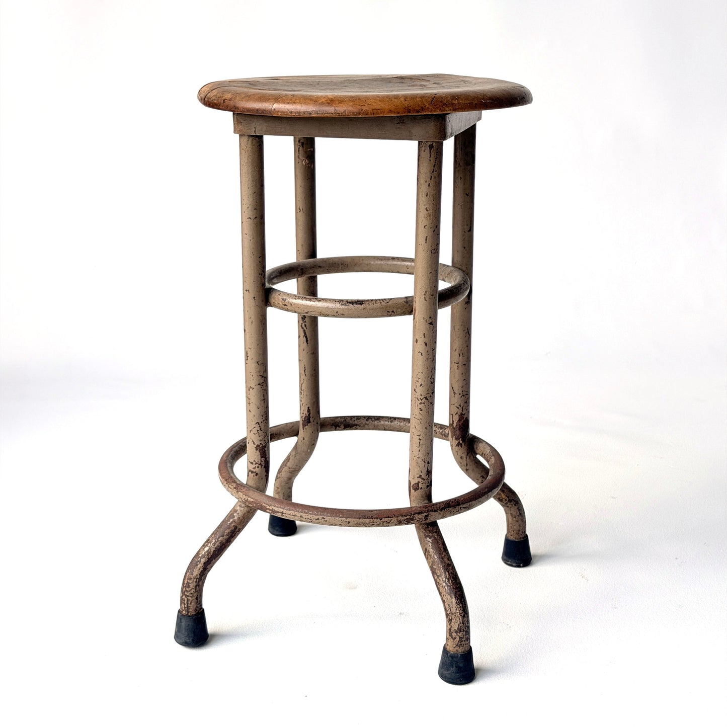 ST009 RETRO METAL STOOL WITH WOOD SEAT