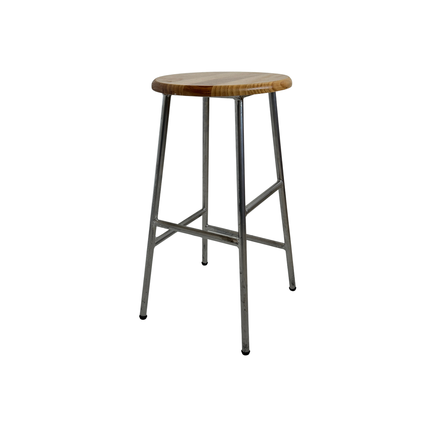 ST021 CHROME FRAME WOOD TOP STOOL