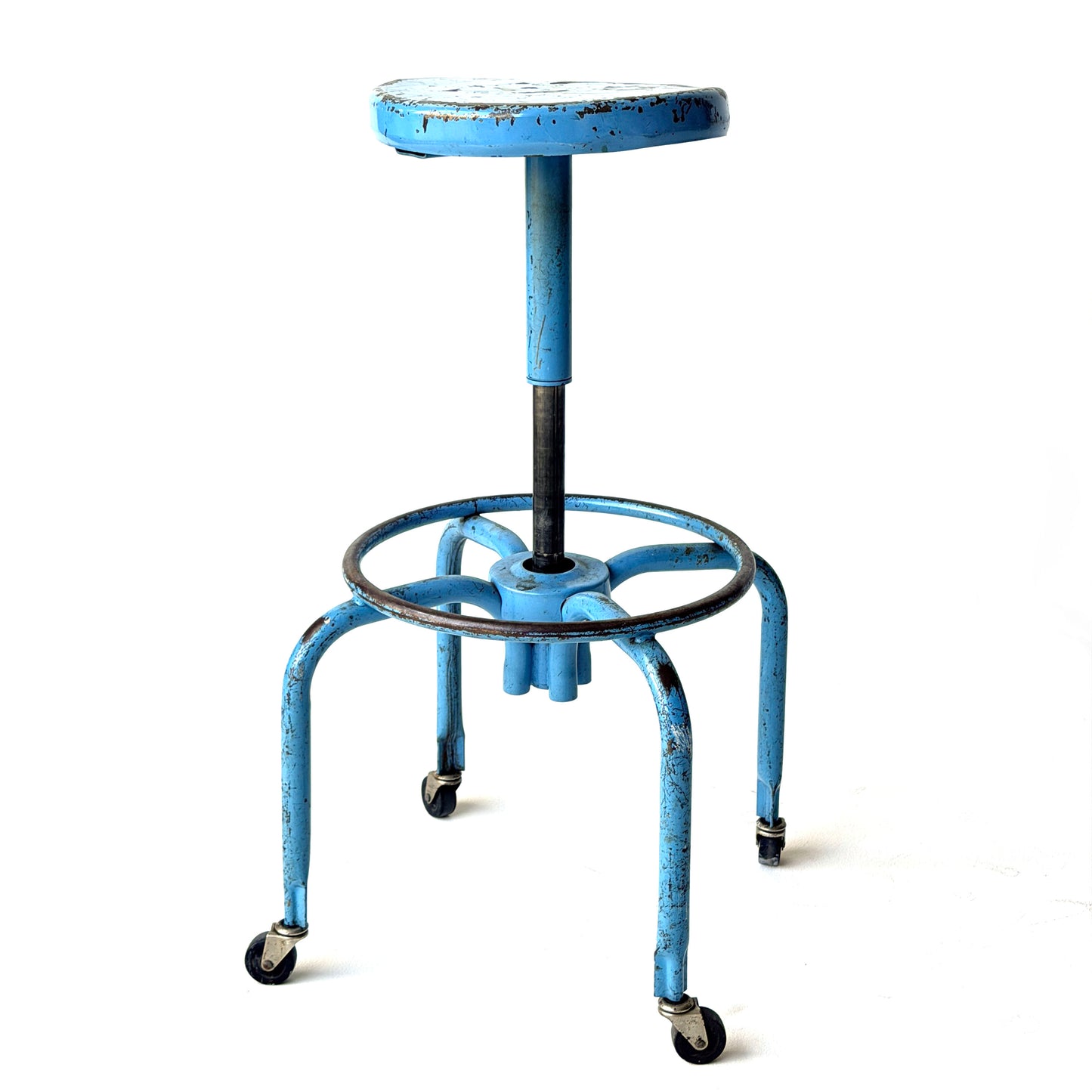 ST022 LIGHT BLUE SWIVEL SHOP STOOL