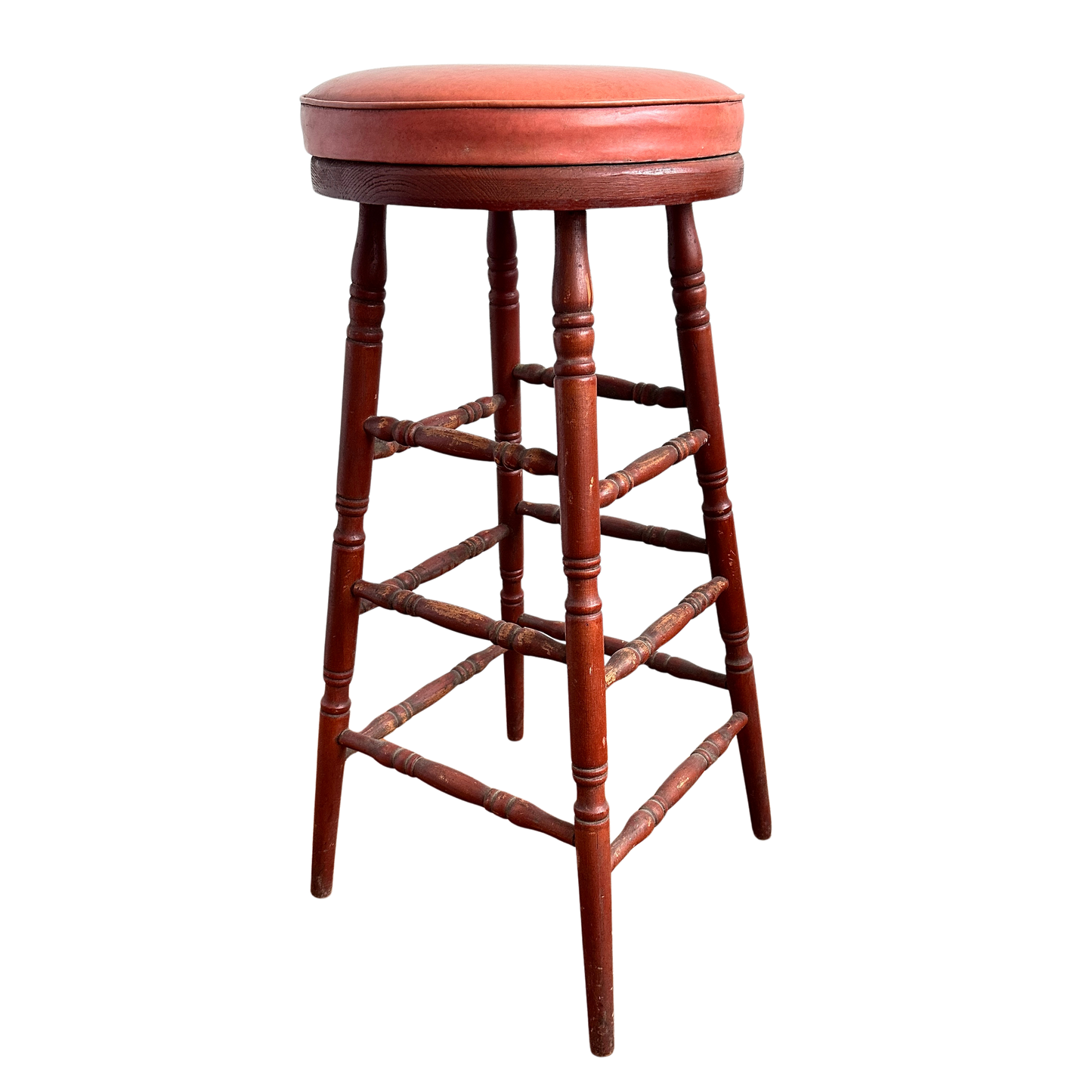 ST027 BROWN WOOD WITH VINYL SEAT STOOL
