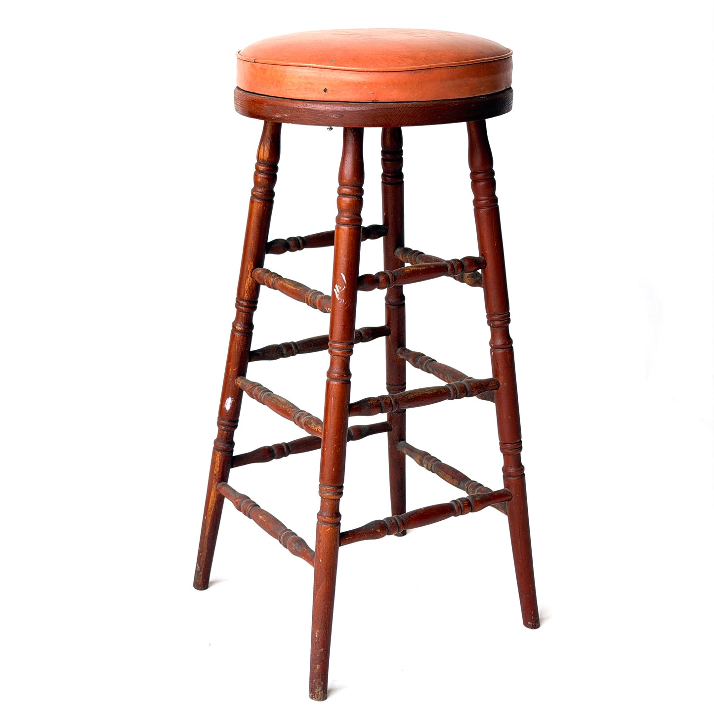 ST027 BROWN WOOD WITH VINYL SEAT STOOL
