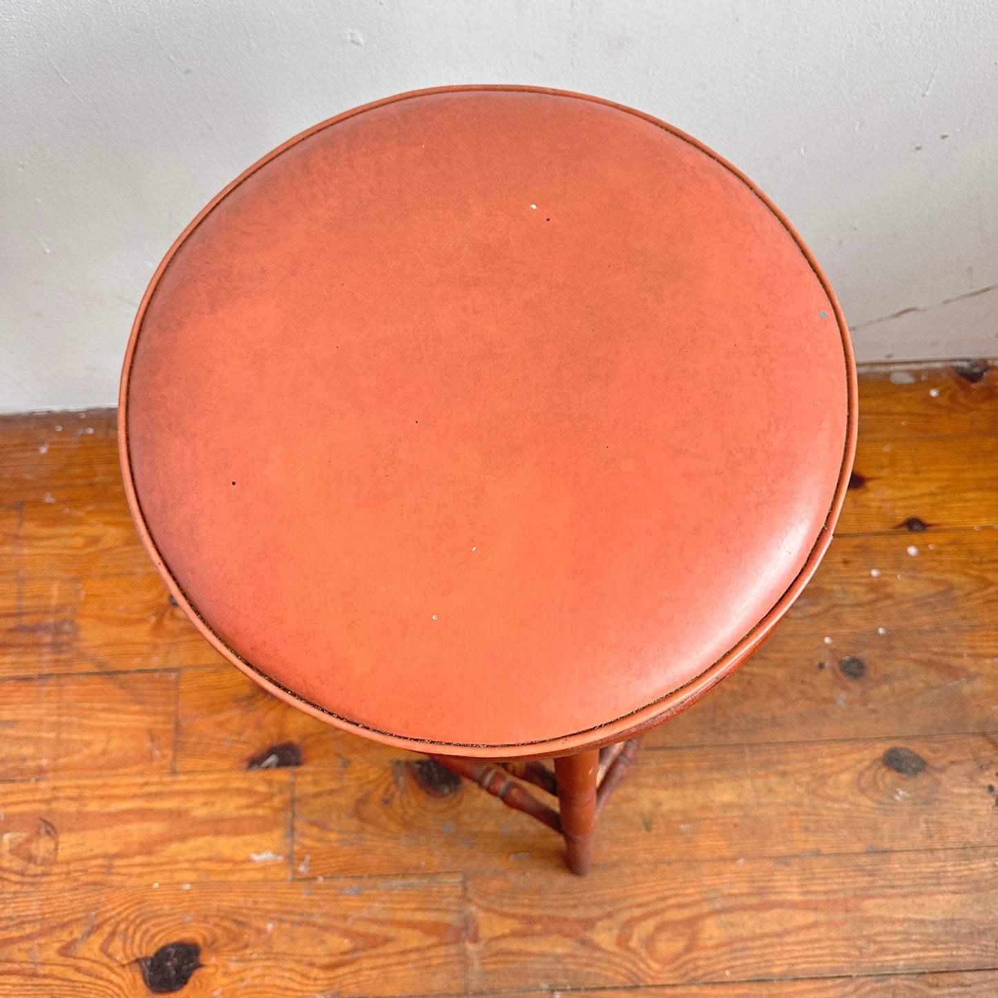 ST027 BROWN WOOD WITH VINYL SEAT STOOL