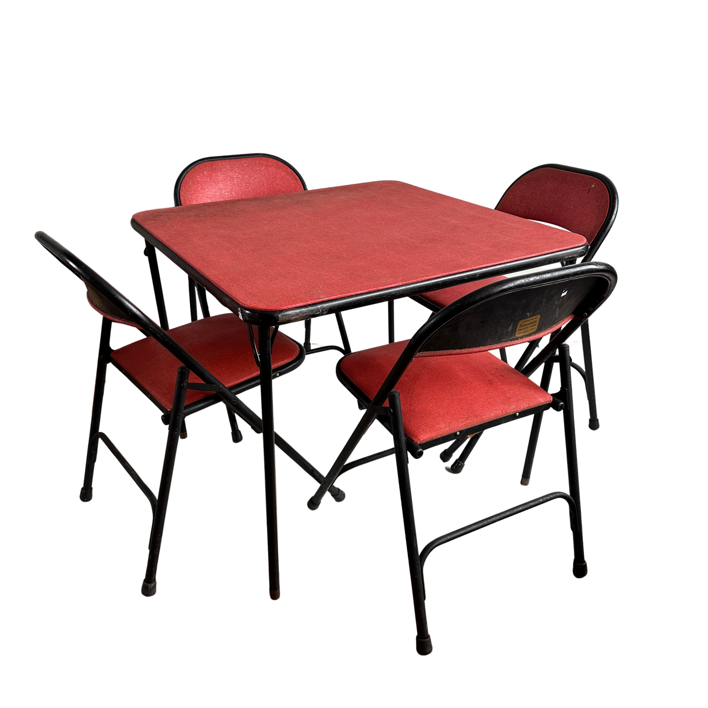 TB001 RED VINYL & BLACK METAL CARD FOLDING TABLE
