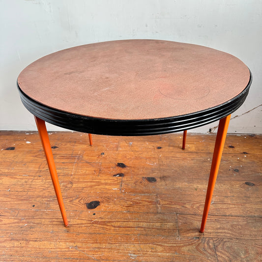 TB021 BLACK & ORANGE ROUND FOLDING TABLE