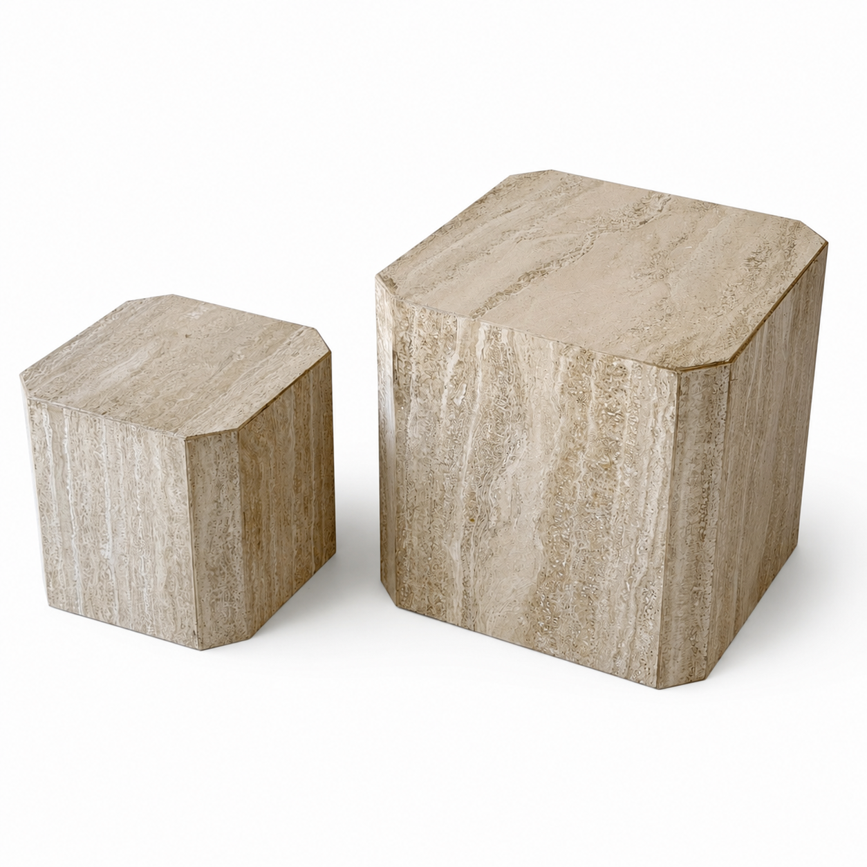 TB037 SET OF TWO TRAVERTINE PLINTHS
