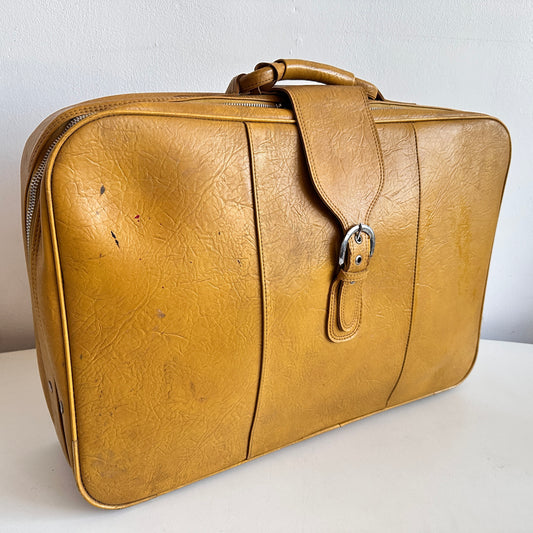 TR007 DISTRESSED SOFT YELLOW LEATHER SUITCASE