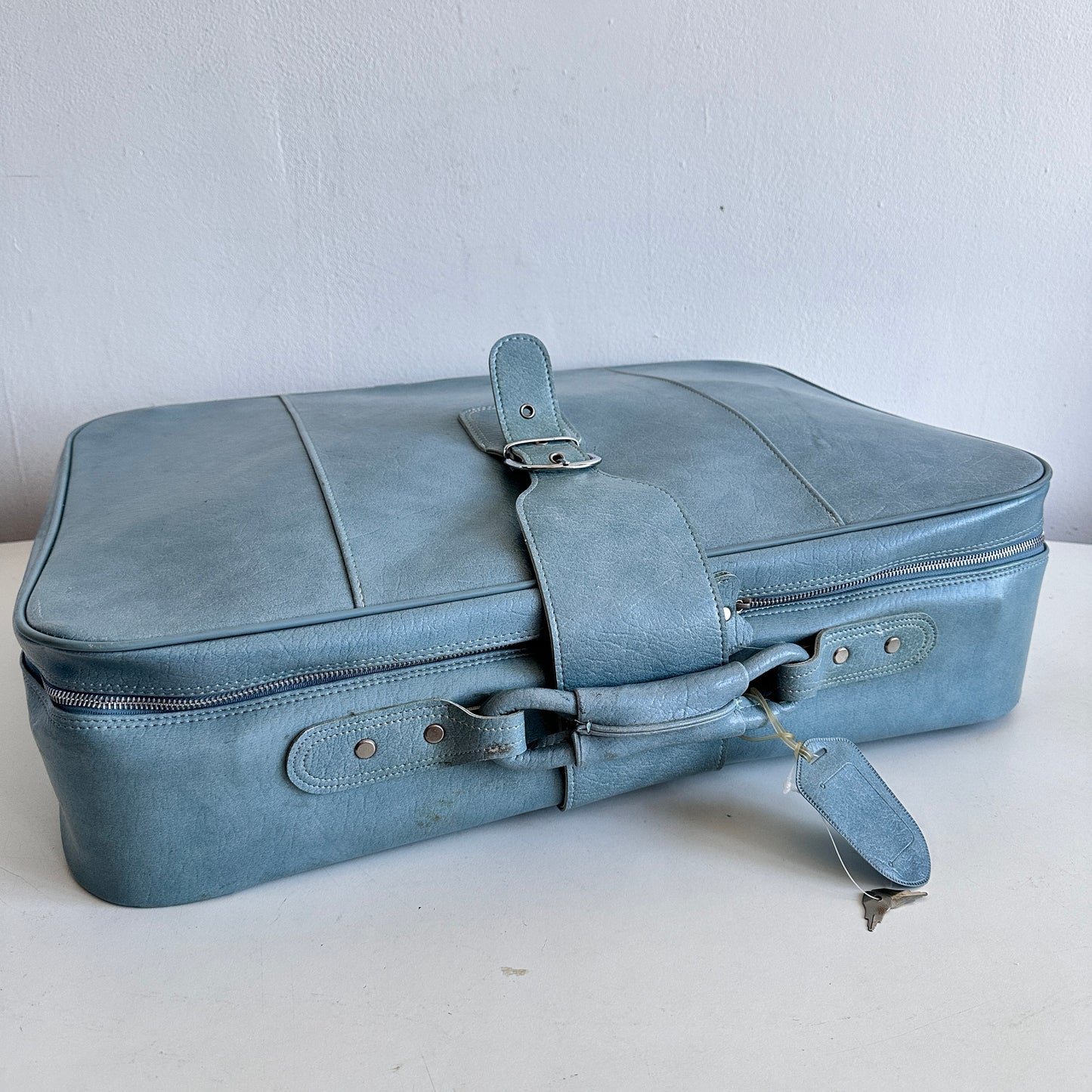 TR008 BABY BLUE SOFT LEATHER SUITCASE