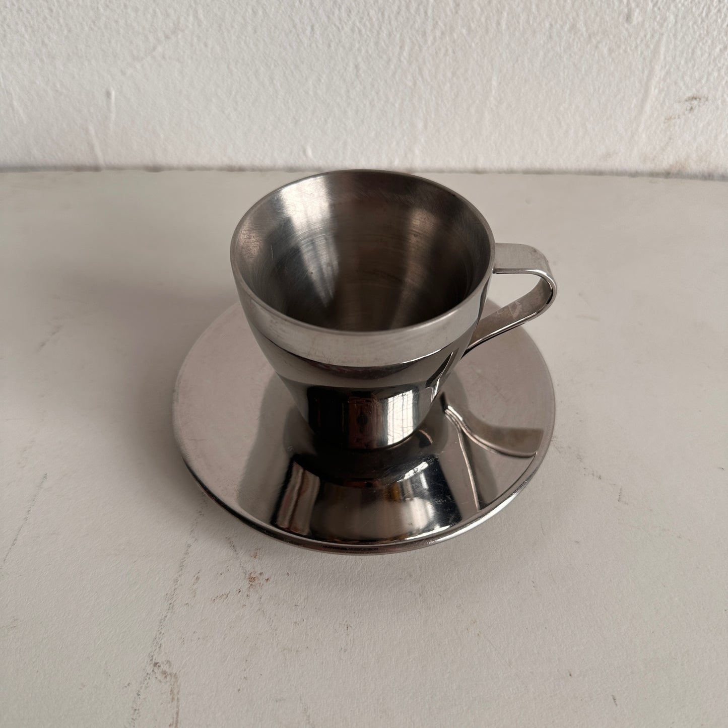 TT004 CHROME ESPRESSO CUP WITH SAUCER